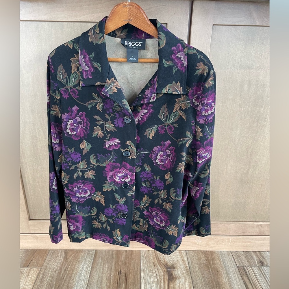 Vintage Briggs New York floral Whimsigoth button-up blazer jacket. Woman’s: L